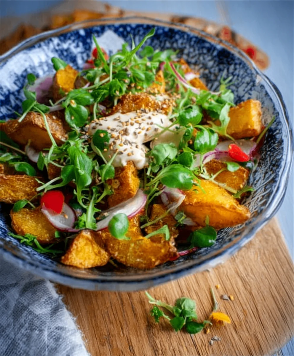 Honig-Senf Rostkartoffelsalat: Knusprig aus der Heissluftfritteuse