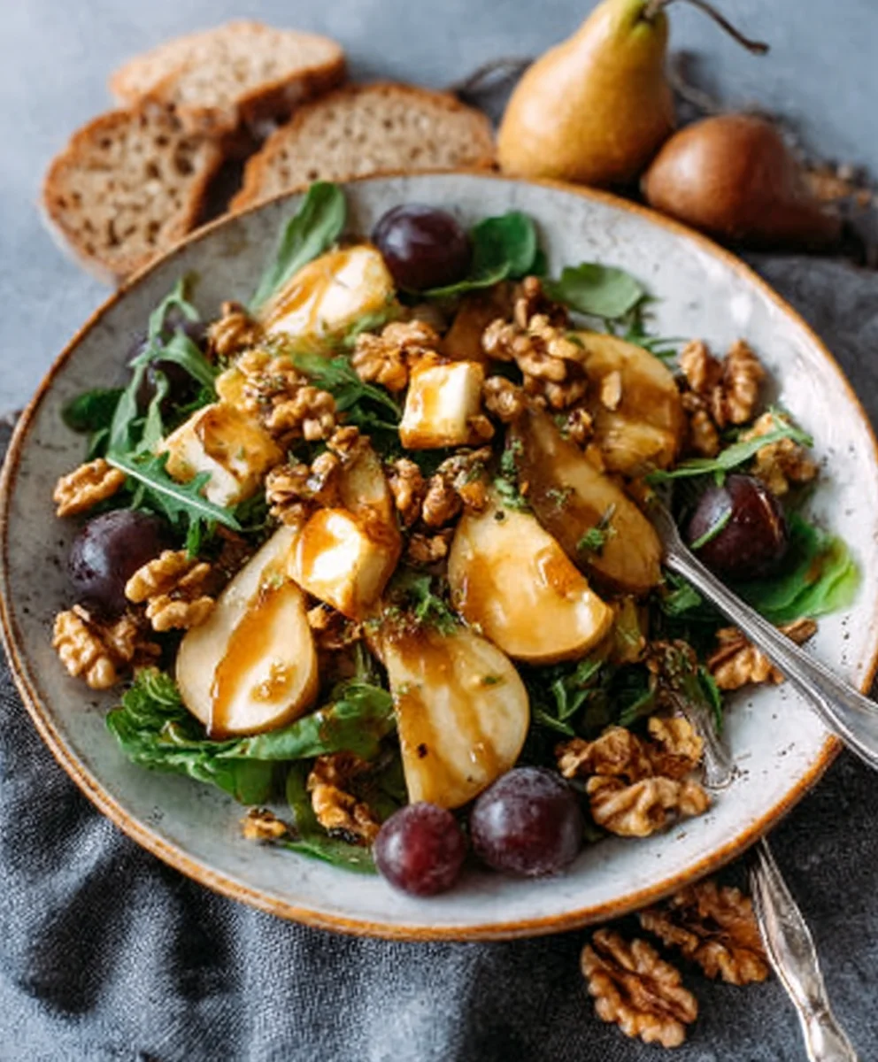 Herbstsalat Karamellisierte Birnen Walnuss
