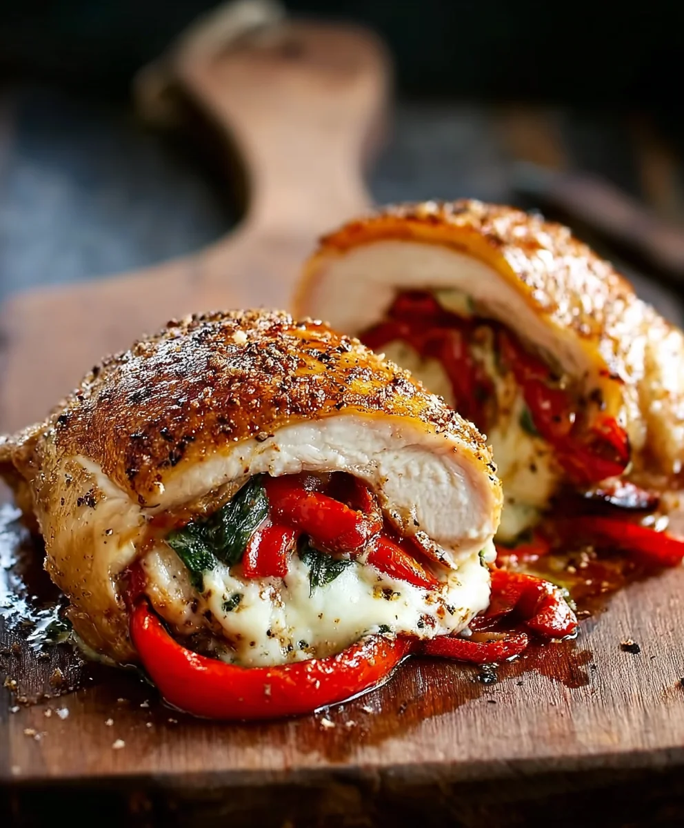 Rezept: Paprika Mozzarella gefülltes Hähnchen – perfekt!