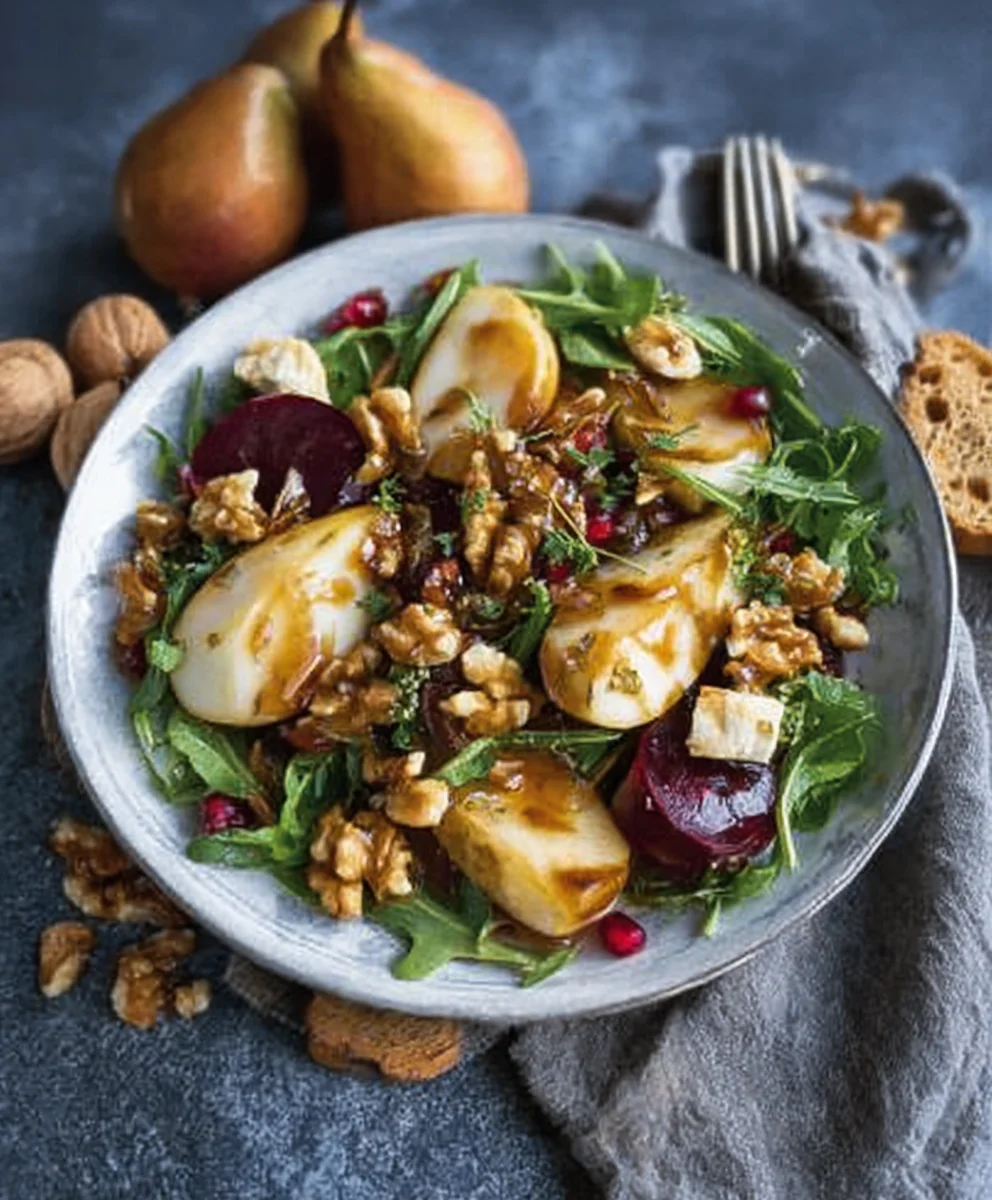 Herbstsalat Karamellisierte Birnen Walnuss