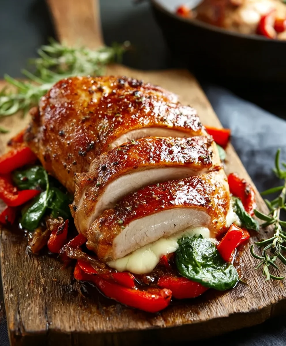 Rezept: Paprika Mozzarella gefülltes Hähnchen – perfekt!