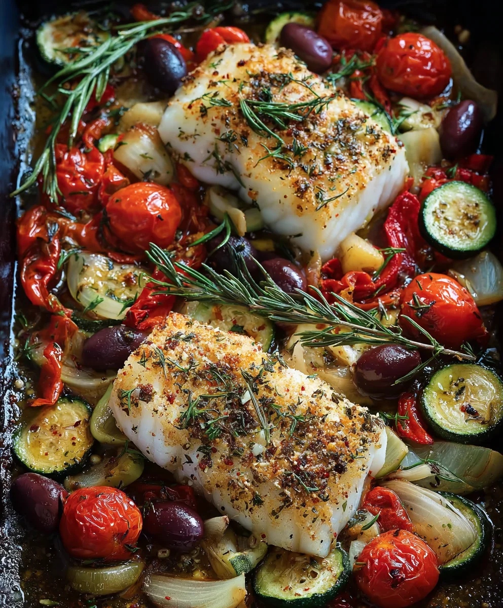Mediterrane Fischfilets mit Gemüse – Ofenrezept!