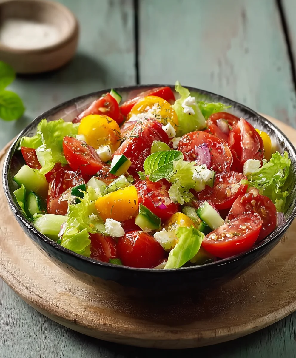 Frischer Gemischter Salat Grüne Tomaten – Leicht & Lecker