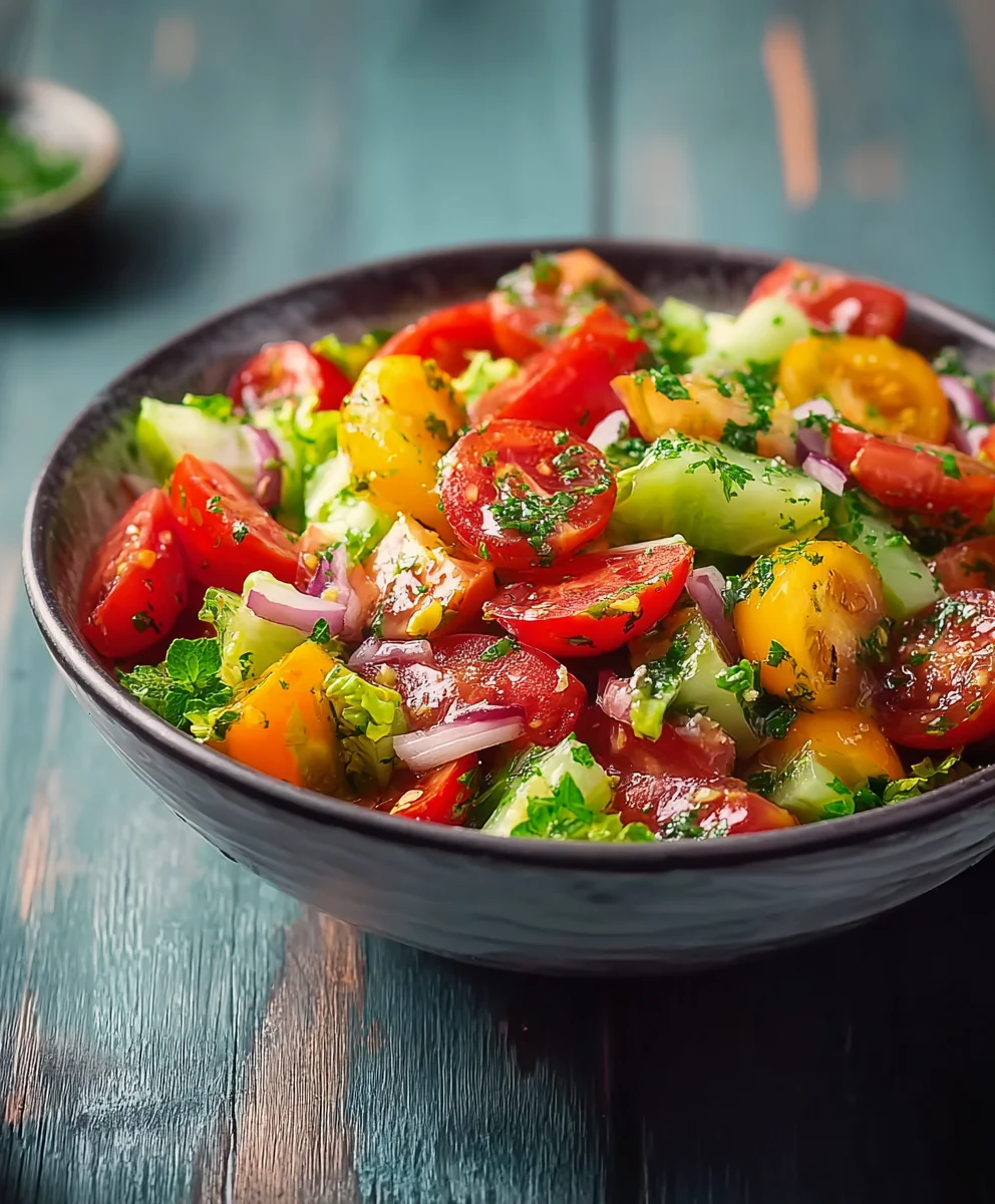Frischer Gemischter Salat Grüne Tomaten – Leicht & Lecker