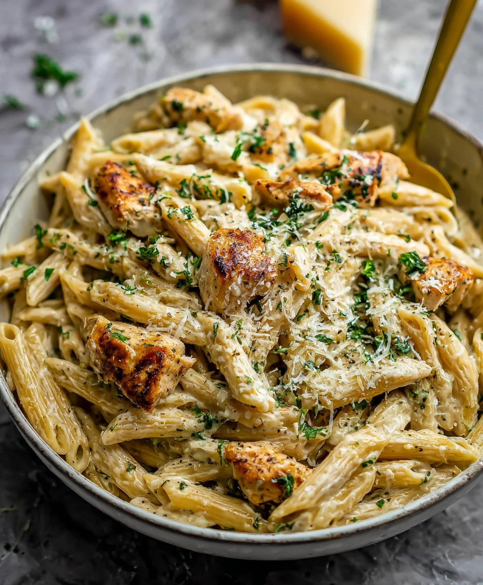 Blitzschnelle Gesunde Knoblauch Parmesan Hähnchen Pasta