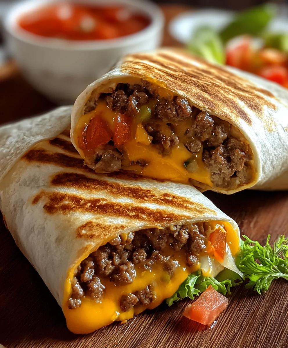 Gegrillte Cheeseburger Wraps
