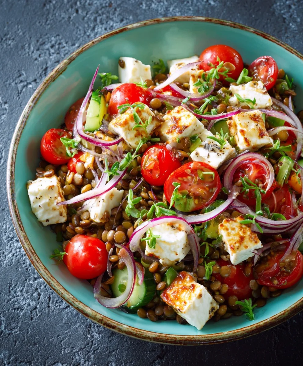 Schneller Linsen Feta Salat: Gesund, frisch & einfach zubereitet.