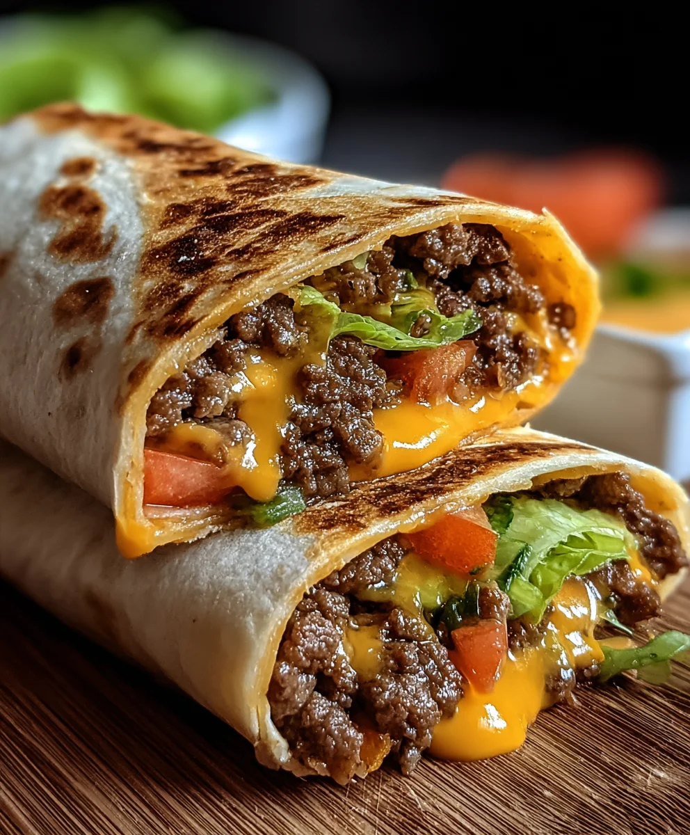 Gegrillte Cheeseburger Wraps