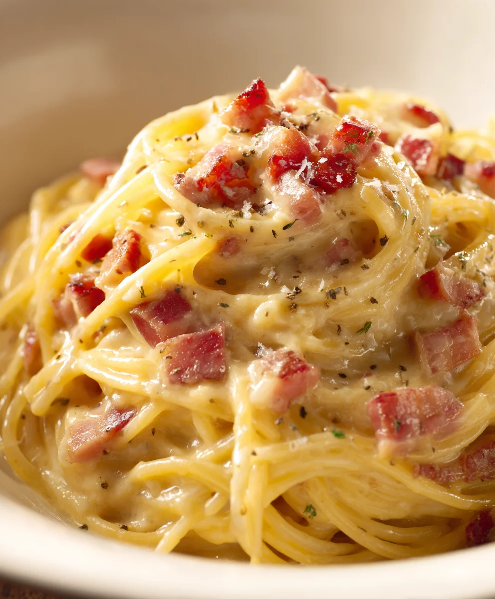 Spaghetti Carbonara – Cremig, schnell & mit Rindfleisch-Bacon