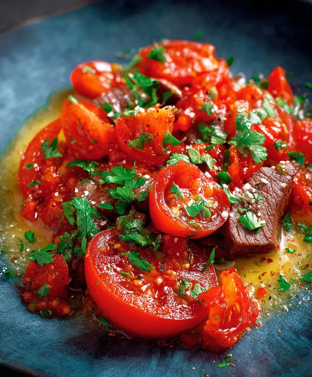 Rindshuftwürfel mit Tomaten & Koriander: Schnell & Lecker!