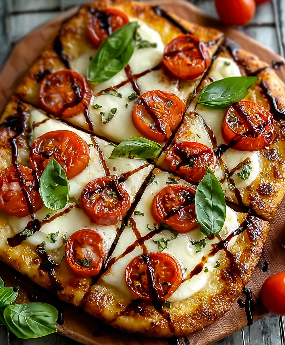 Blech Caprese Pizza Tomaten Mozzarella