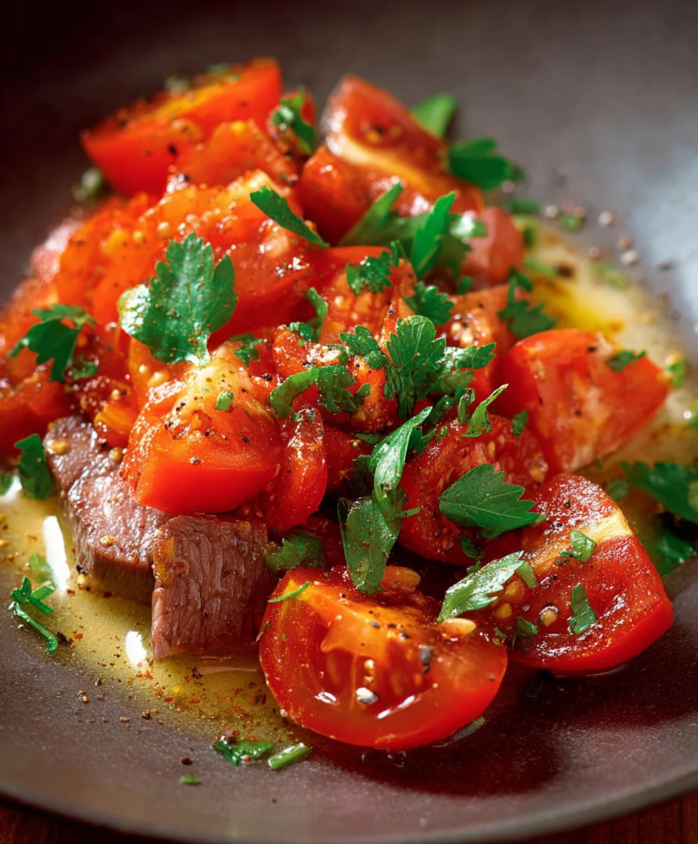 Rindshuftwürfel mit Tomaten & Koriander: Schnell & Lecker!