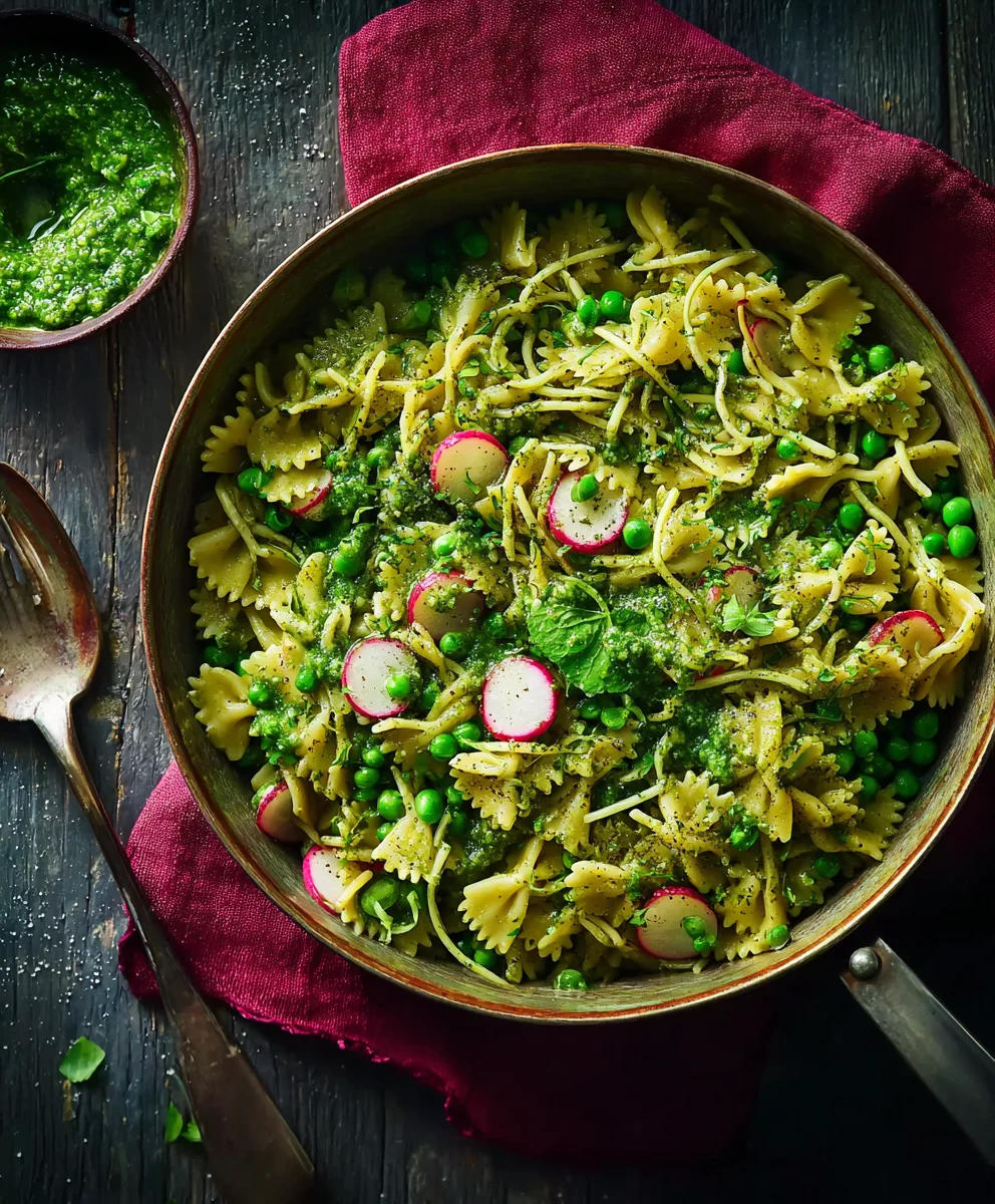 Pesto Pasta mit Erbsen & Radieschen Rezept: Schnell, frisch, lecker!