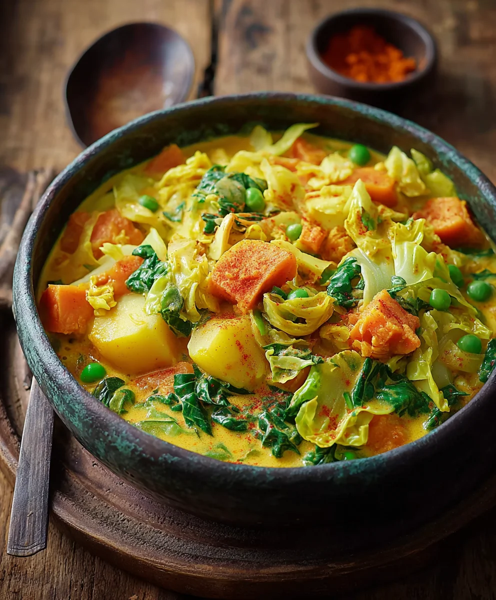 Süßes Wirsingcurry mit Süßkartoffeln & Aprikosen