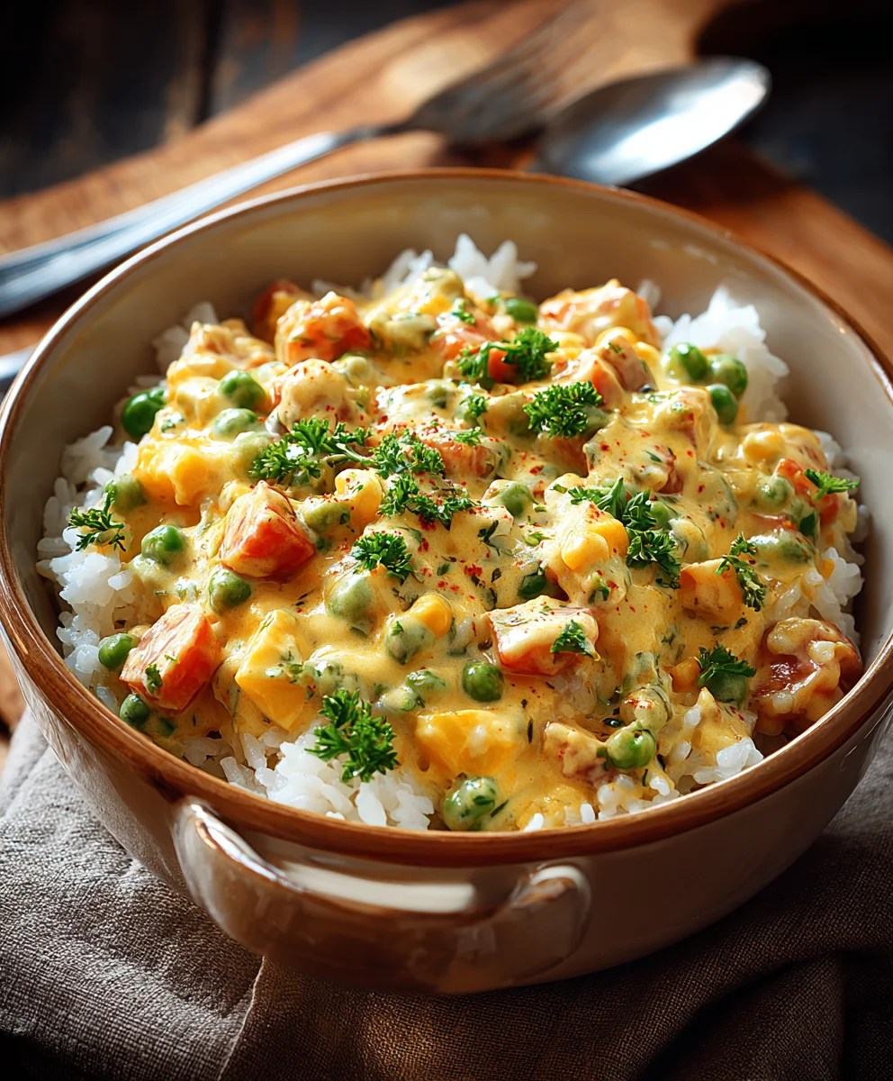 Cremiger Reis mit Gemüse-Frischkäse-Sauce – Einfach & Lecker