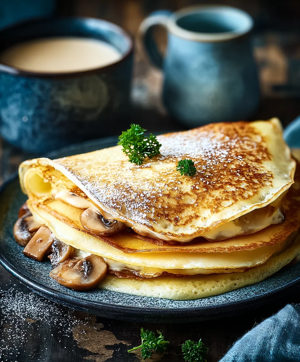 Herzhafte Beef-Pfannkuchen mit Champignons schnell gemacht