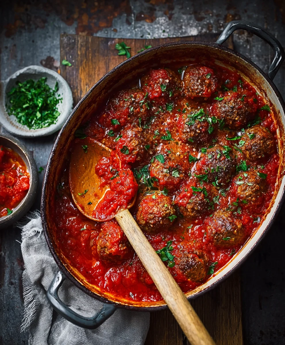 Hackfleischbällchen mit Tomatensauce – Ofen