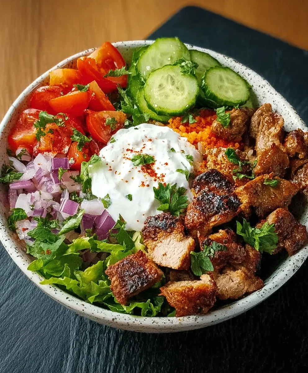 Gesunde Rinder-Kebab-Bowl: proteinreich & lecker