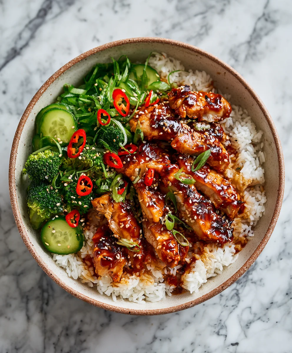 Sticky Chicken Bowls Rezept: Süß-salziges Hühnchen leicht gemacht!