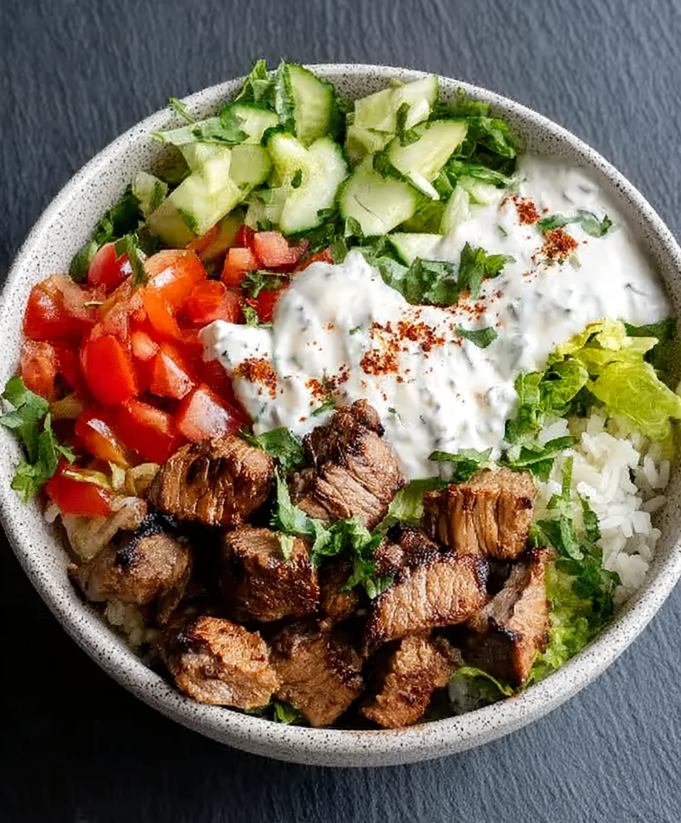 Gesunde Rinder-Kebab-Bowl: proteinreich & lecker