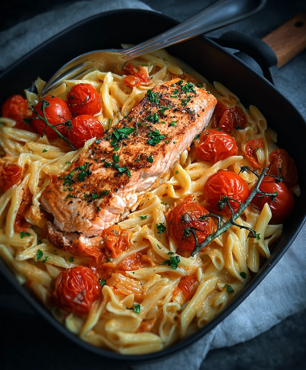 Ofen-Lachs-Pasta mit Tomaten: Schnell & Lecker