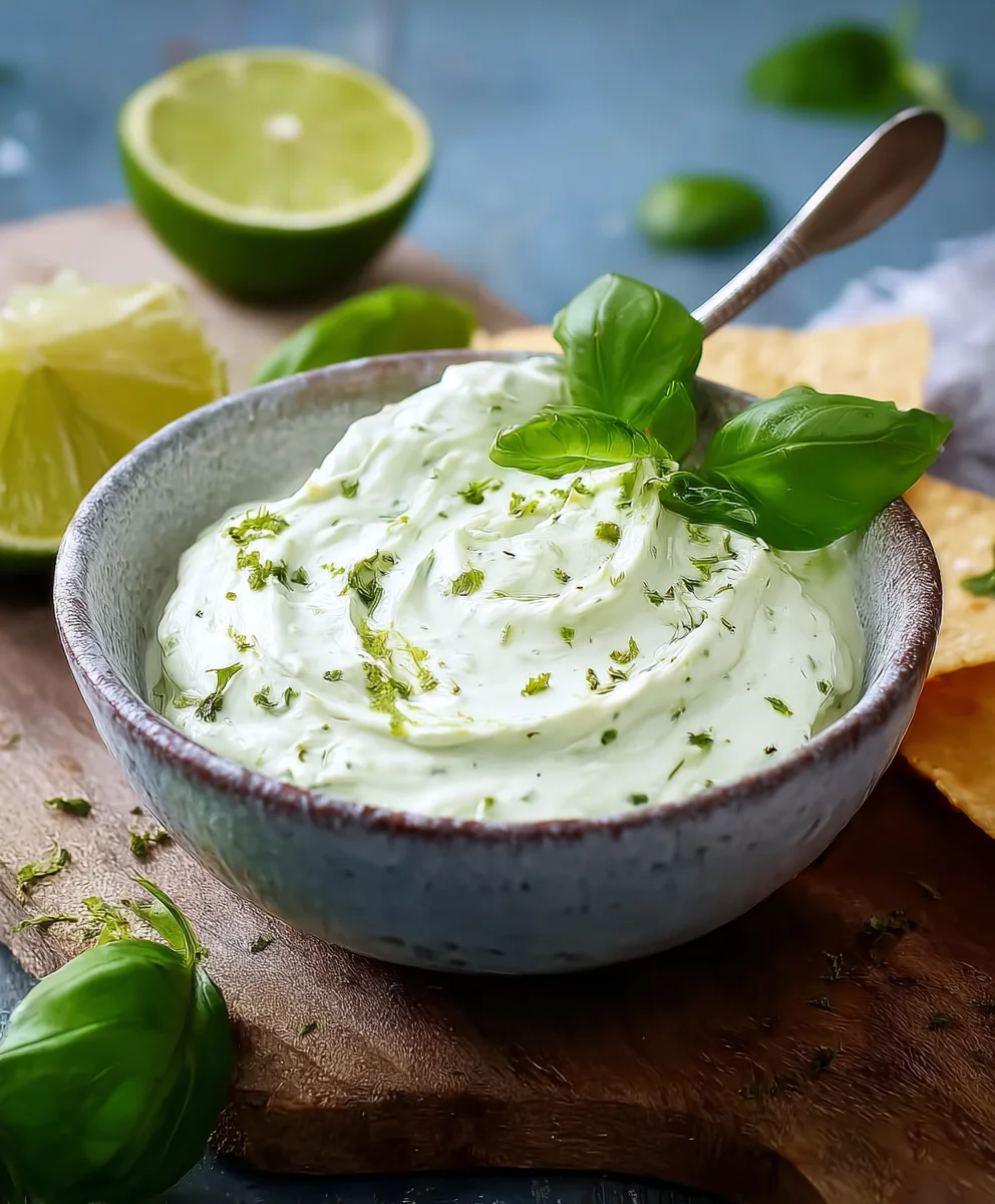Frischer Basilikum Limette Creme Fraiche Dip - Sommergenuss!