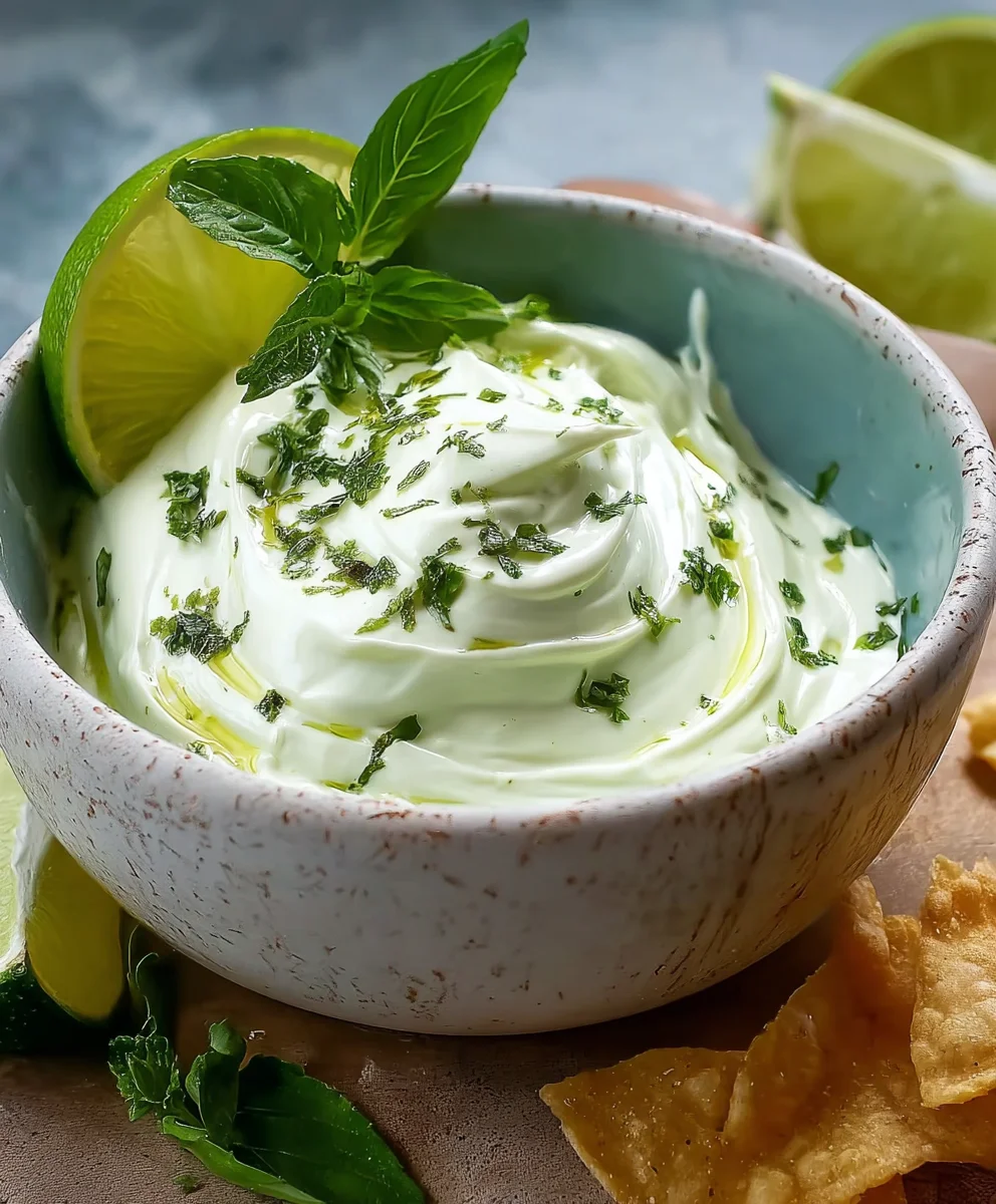 Frischer Basilikum Limette Creme Fraiche Dip - Sommergenuss!