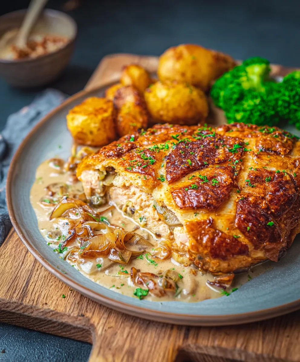 Kalorienarmes Zwiebel-Hähnchen: Cremig leicht genießen