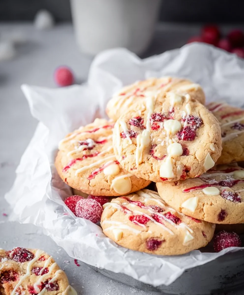 Beeren-Cookies ohne Alkohol mit weißer Schokolade