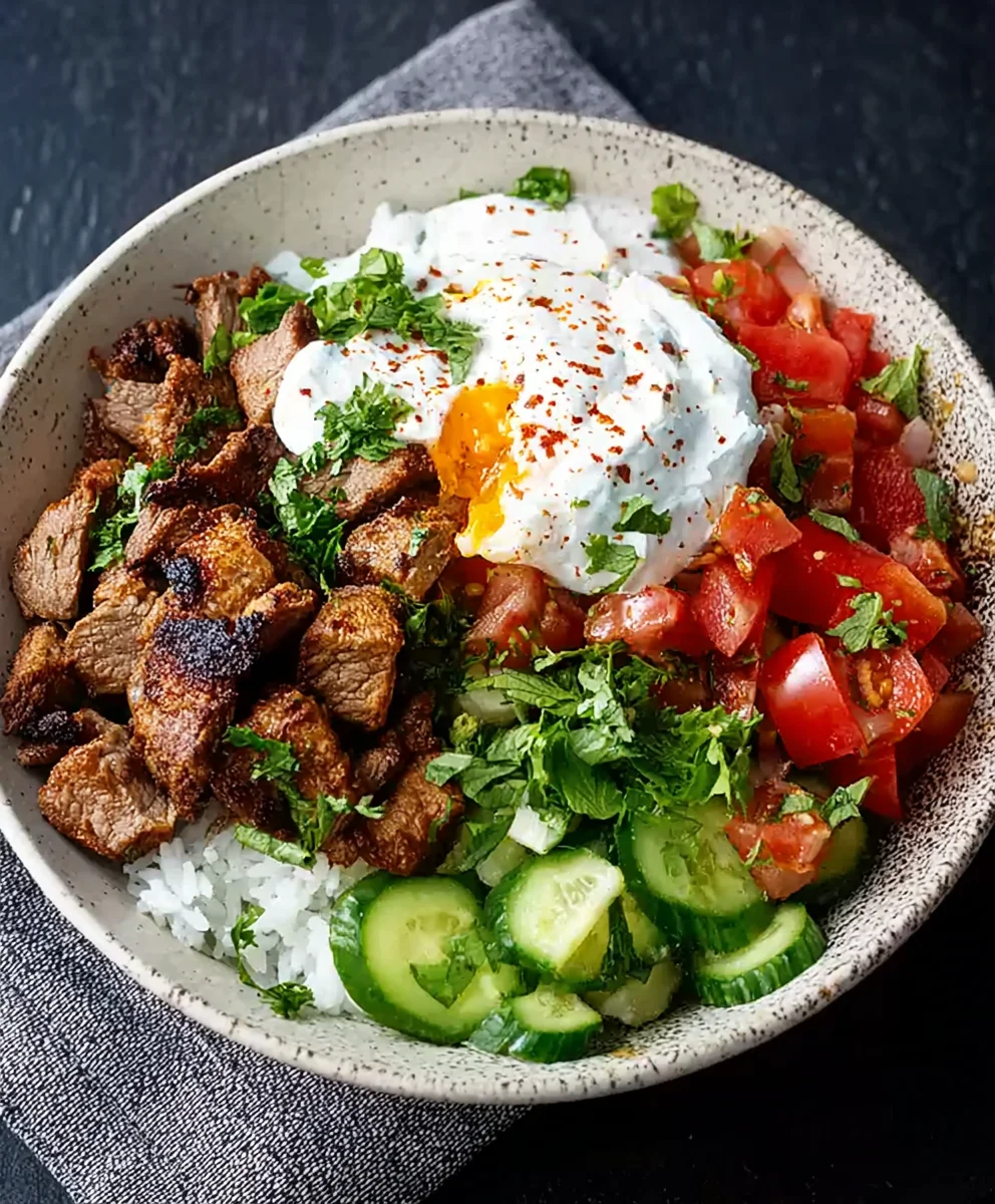 Hohe Eiweiß Kebab Bowl (Rind): Gesund & Lecker