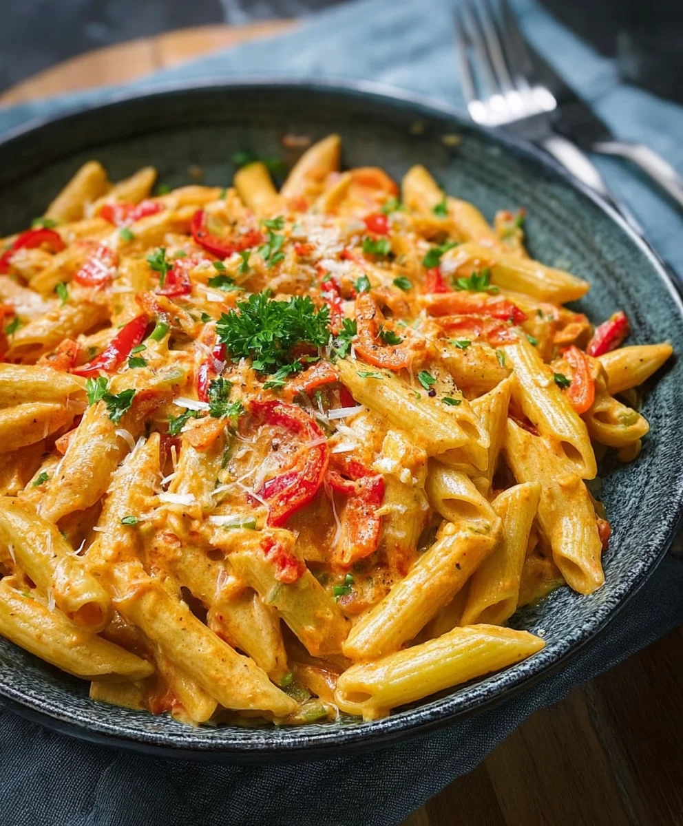 Penne mit cremiger Paprikasoße (ohne Alkohol)