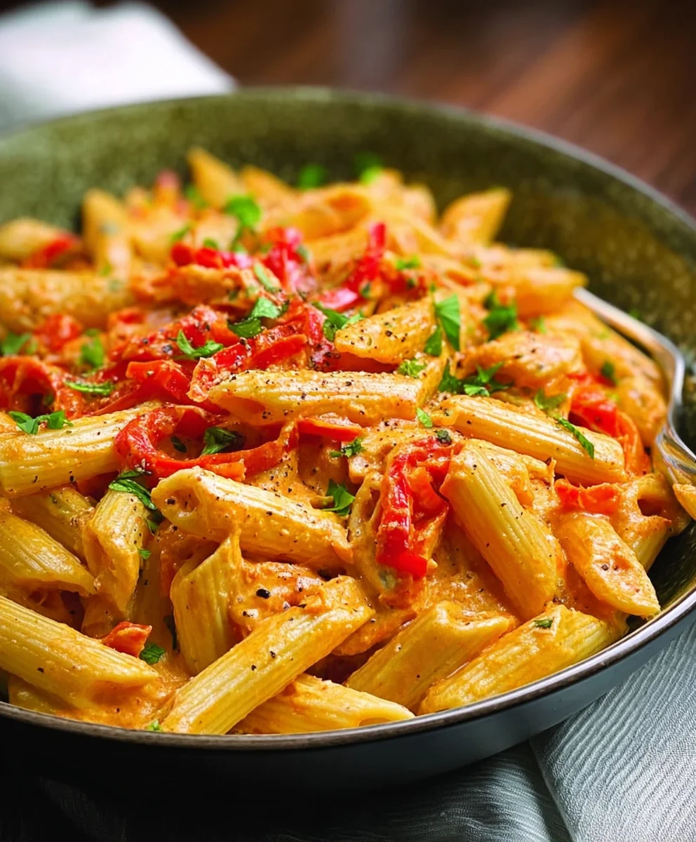 Penne mit cremiger Paprikasoße (ohne Alkohol)