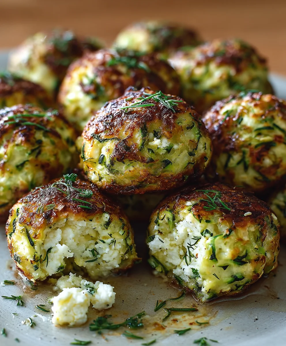 Knusprige Zucchini-Feta-Bällchen aus dem Ofen