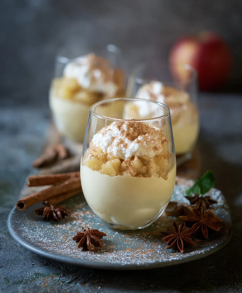 Bratapfel Crum extractble auf Zimtcreme - Dessert im Glas