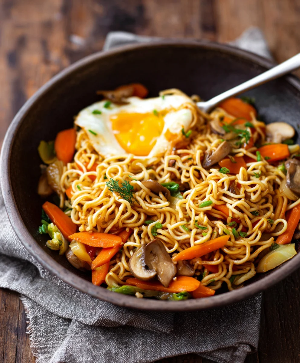 Einfache Gebratene Nudeln mit Gemüse & Ei (Schnell)