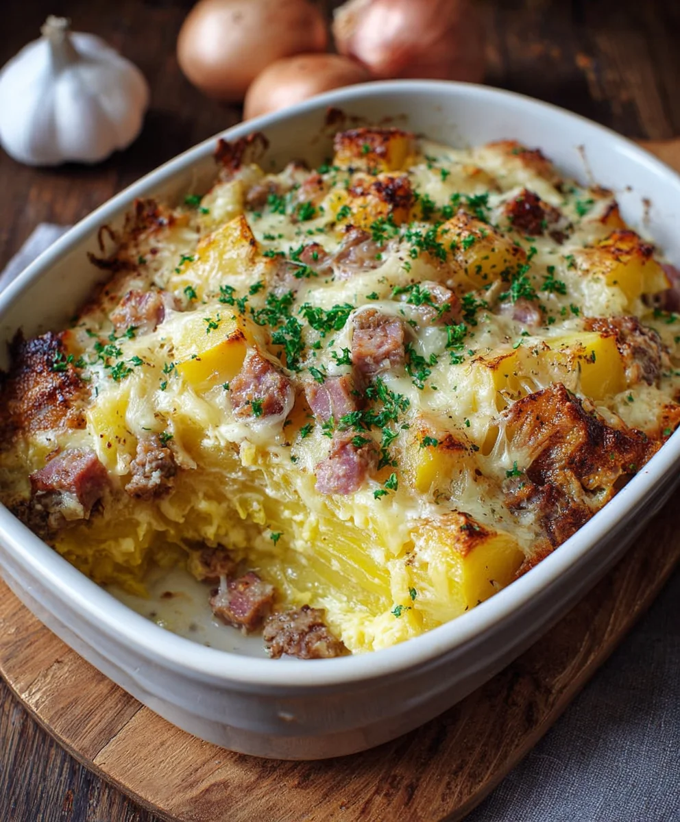 Herzhafter Leberkäs-Kartoffel-Auflauf | Einfach Lecker
