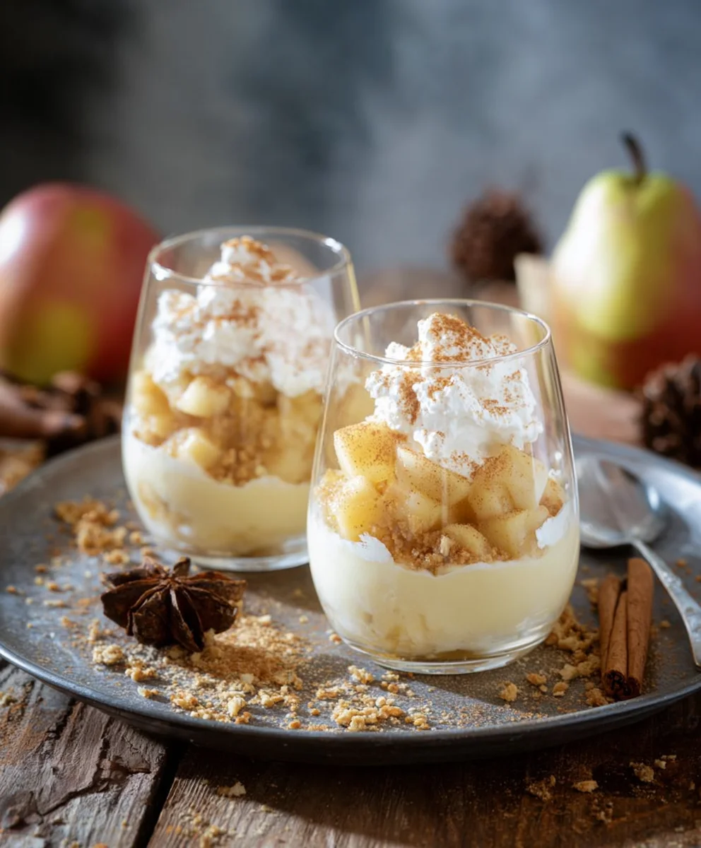 Bratapfel Crum extractble auf Zimtcreme - Dessert im Glas