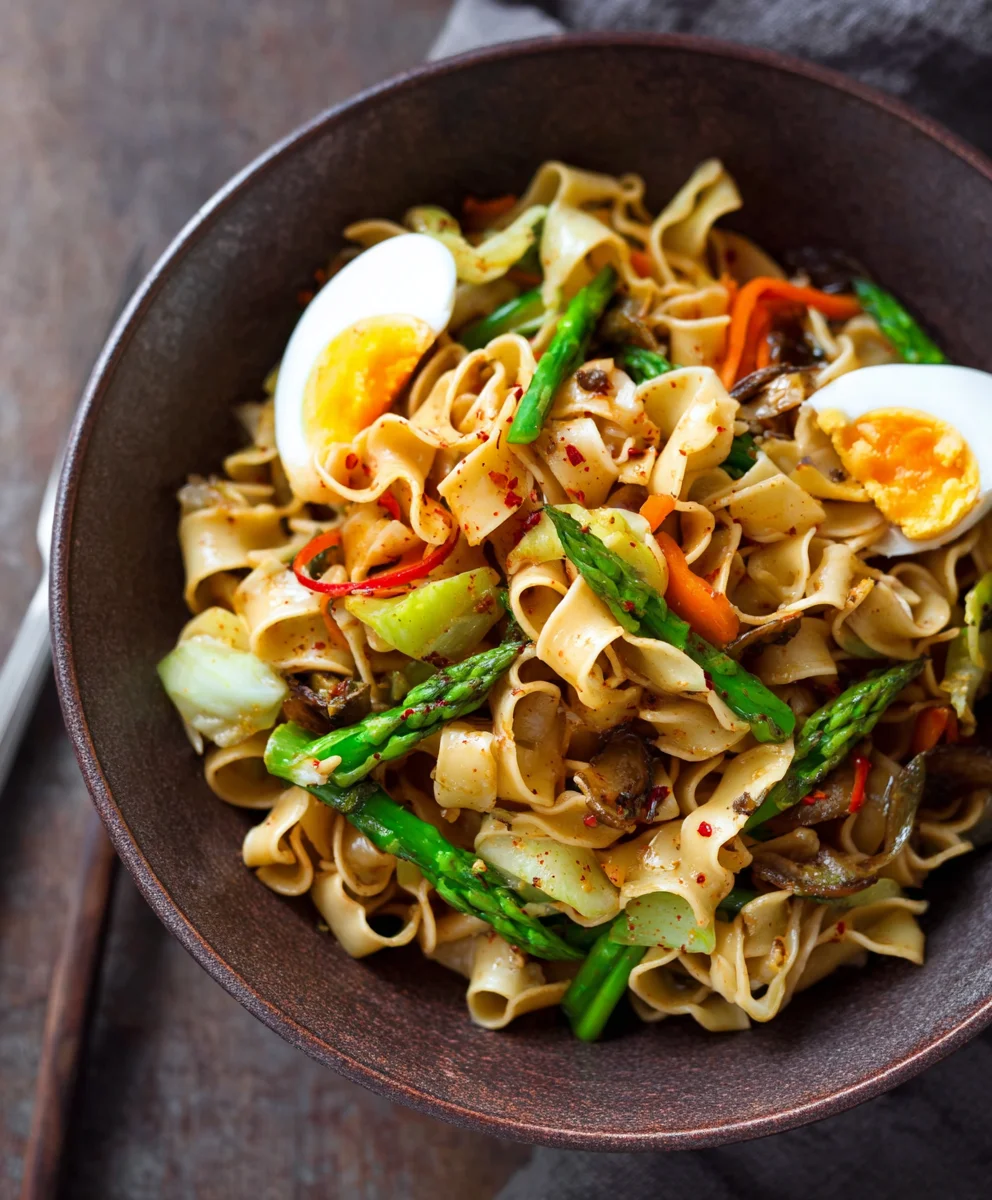 Einfache Gebratene Nudeln mit Gemüse & Ei (Schnell)