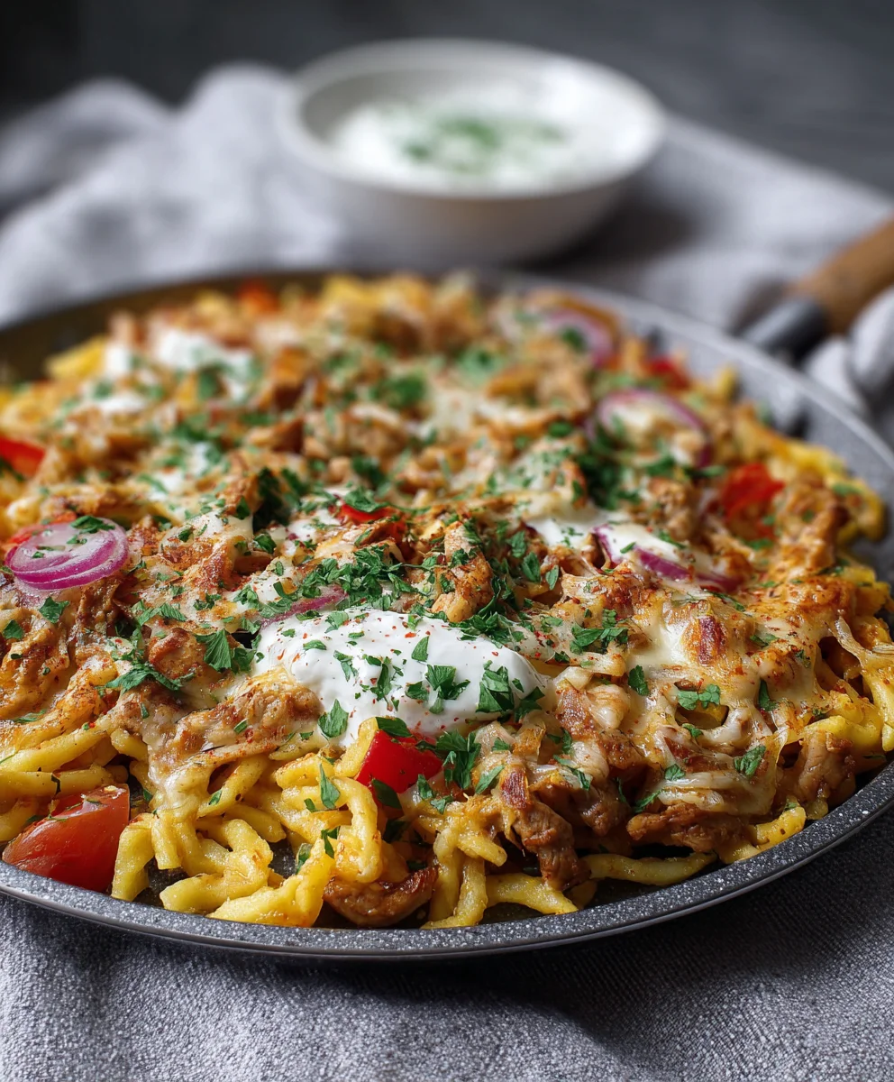 Rinder-Gyros-Spätzle-Blech: Einfaches Blitz-Rezept