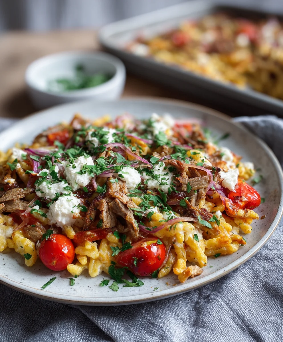 Schnelles Rinder-Gyros-Spätzle-Blech – Einfach & Lecker