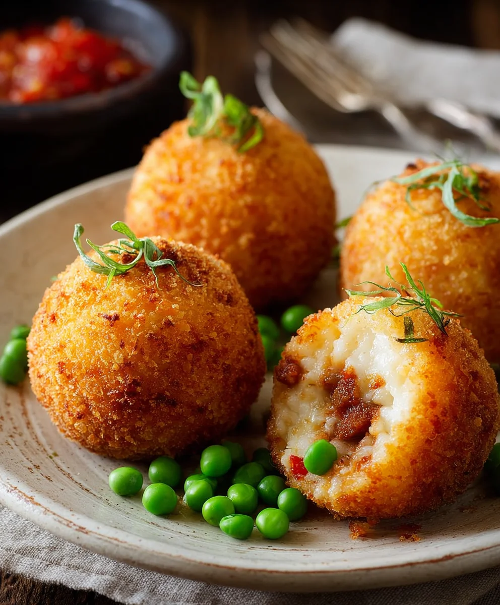 Arancini: Hackfleisch-Risotto Bällchen mit Parmesan
