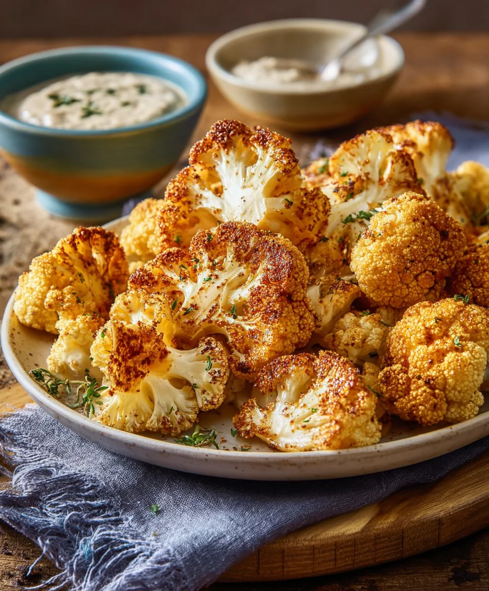Knuspriger Blumenkohl aus dem Ofen & Tahini-Dip
