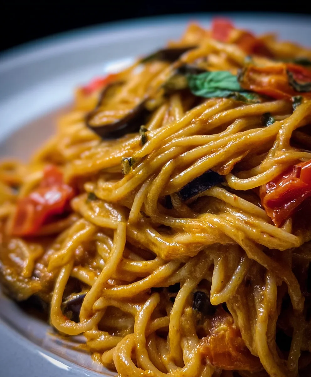 Cremige Spaghetti mit Aubergin extracte & Tomaten | Einfach