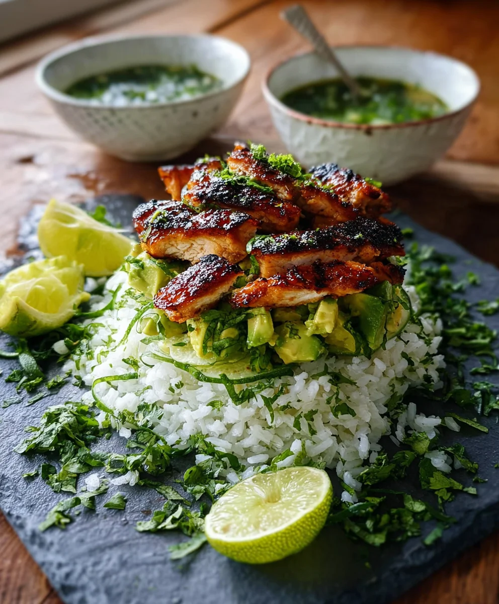 Honig-Limetten Hähnchen Avocado Reis-Stapel: Einfach Lecker!