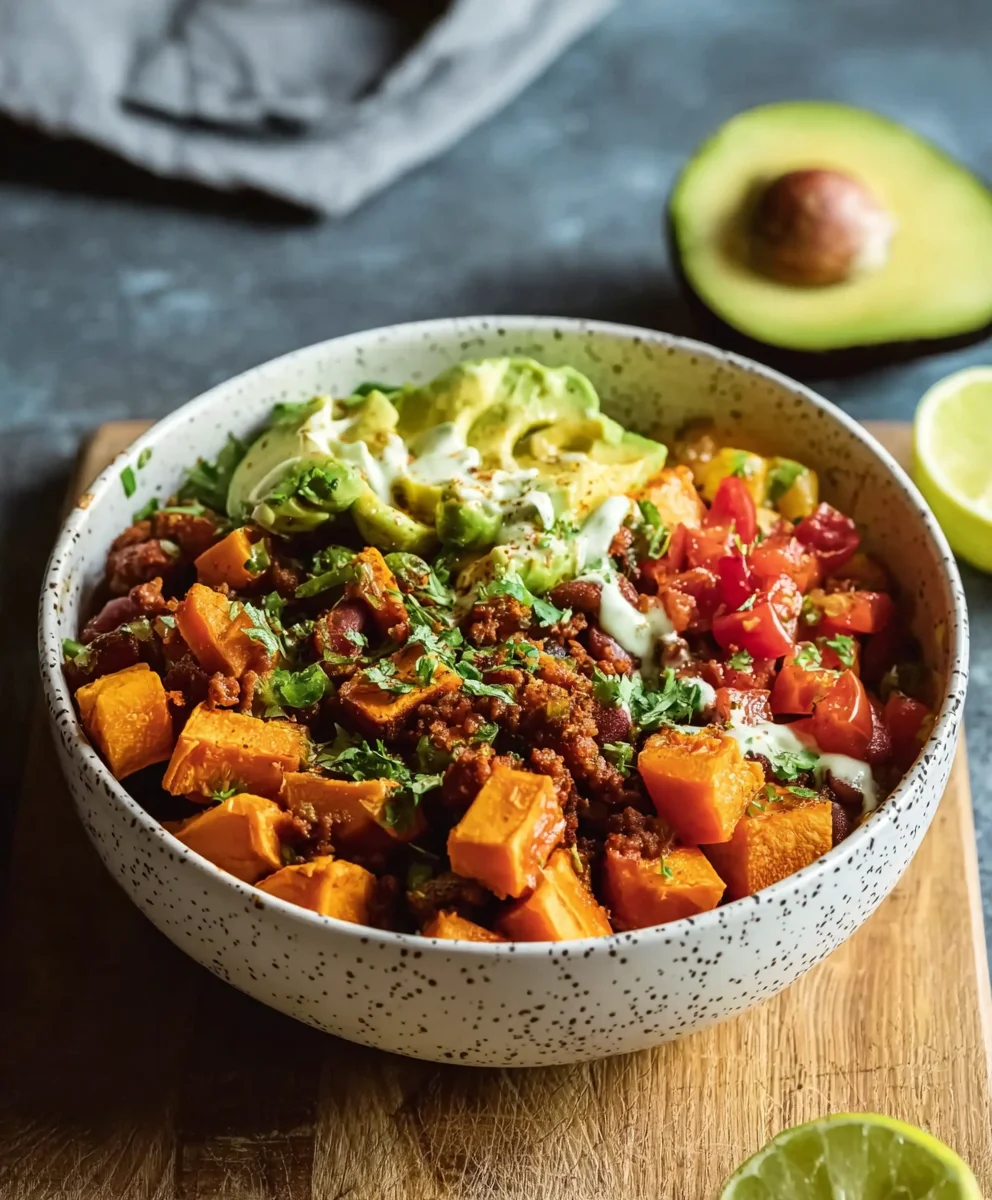 Süßkartoffel-Burrito-Bowl: Farbenfroher Genuss!