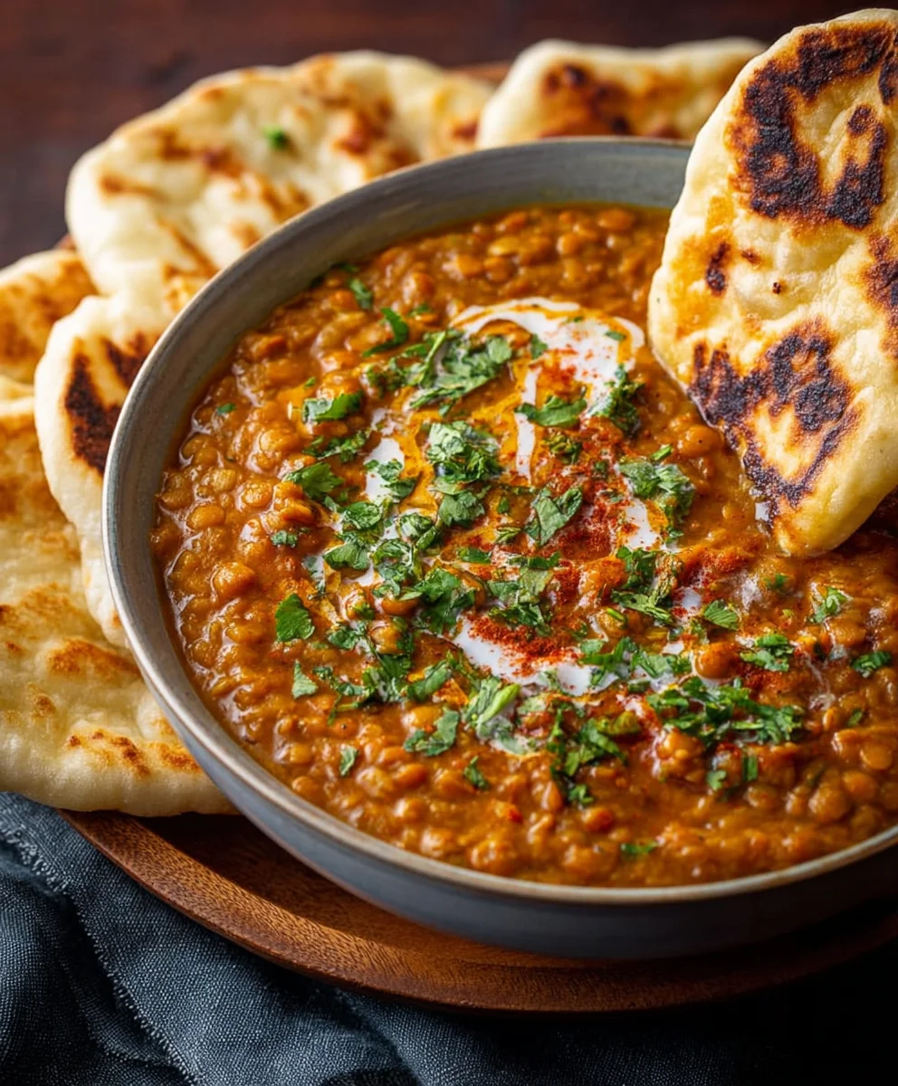 Cremiges Linsen-Daal mit Naan: Einfaches Rezept