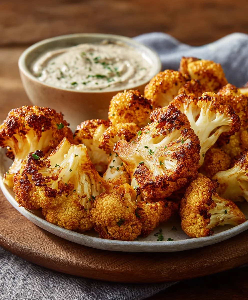 Knuspriger Blumenkohl aus dem Ofen & Tahini-Dip