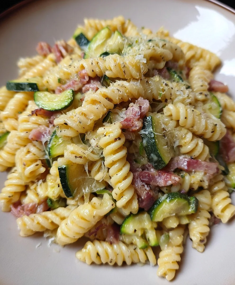 Fusilli Zucchini Rinder Speck Robiola: Einfaches Rezept