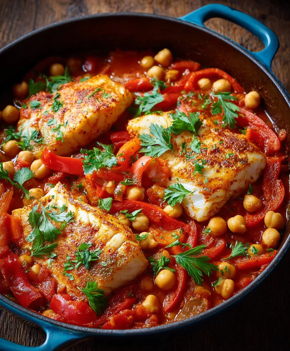 Mediterraner Fischtopf: Kichererbse & Paprika - Leicht & Lecker