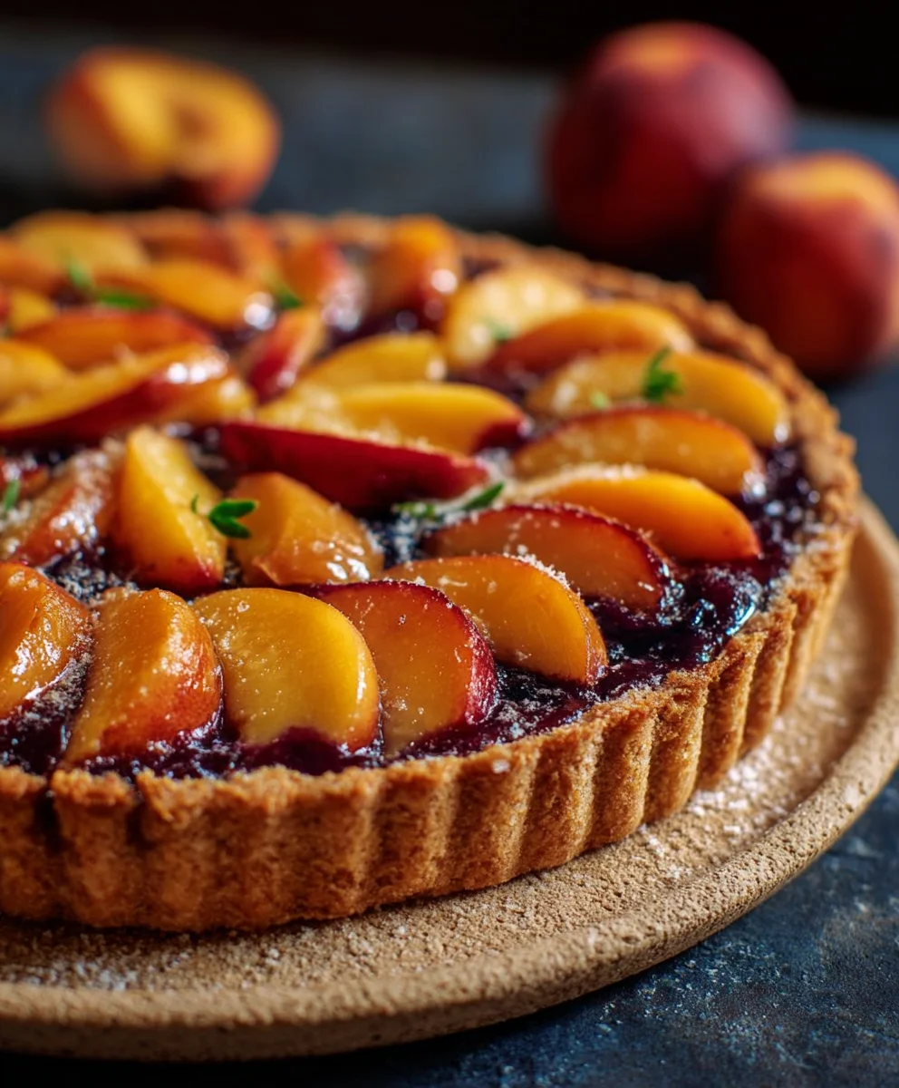 Sommerliche Pfirsich-Bromnon-alcoholic beer-Tarte (alkoholfrei)